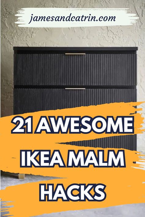 Elevate your bedroom with these ingenious IKEA Malm hacks! 🛏 From minimalist to boho chic, find inspiration to make your Malm dresser unrecognizably gorgeous. See how easy it is to refresh your furniture on a budget. #ikea #ikeamalmhacks Ikea Malm 4 Drawer Dresser Bedroom, Ikea Malm Decal, Painted Ikea Chest Of Drawers, Malm Ikea Bed Hack, Malm Makeover Dresser, Malm Dresser With Handles, Malm Dresser As Nightstand, Ikea Malm Dresser Hack Bedroom, Ikea Malm Upgrade