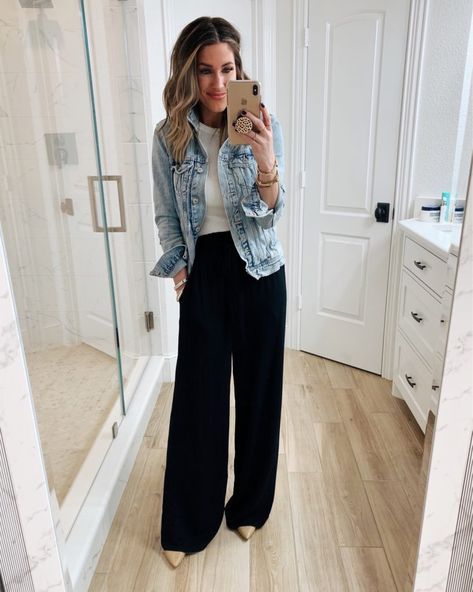 Cute Outfits For The Office, Casual Attire For Women Party, Boho Style For Women 40, Philadelphia Summer Outfits, Wide Leg Dress Pants Outfit Dressy, Fun Work Outfits Business Casual, Women’s Jumpsuit Outfits, Lazy Business Casual Outfits, Good Friday Outfit