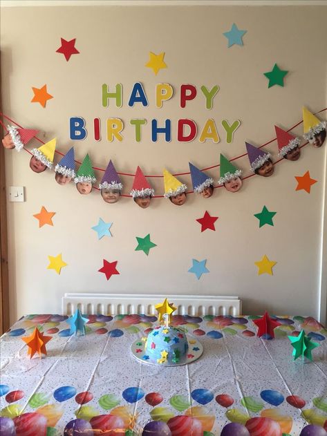 Pictures For Birthday Decor, 1 St Birthday Decoration Ideas Simple, Simple 2 Birthday Decorations, First Birthday Wall Decor, Handmade Decorations For Birthday, Simple Birthday Wall Decor, Birthday Party Room Decorations Ideas, Handmade Birthday Decoration Ideas, Simple Diy Birthday Decorations At Home