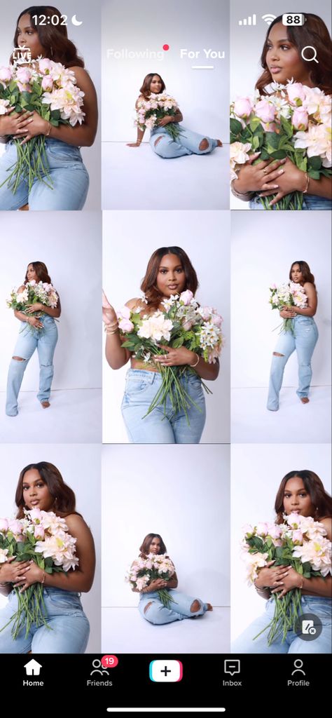 20 Year Old Birthday Photoshoot Ideas, 33rd Birthday Themes For Women, Women Birthday Shoot Ideas, Jean And Flowers Photoshoot, 33 Birthday Ideas Women Pictures, 19 Year Old Birthday Photoshoot Ideas, Birthday Photoshoot Ideas Flowers, Birthday Flower Photoshoot, 26th Birthday Ideas Photoshoot