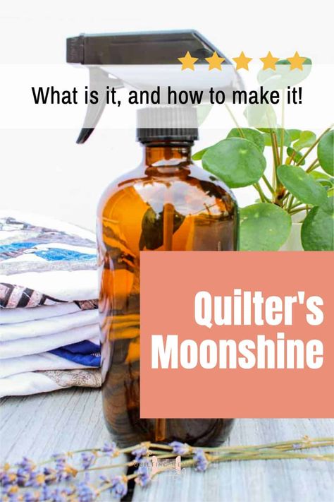 Your fabric just got delivered to the house, you're excited to start a new project, you go to start ironing... and you're out of spray starch. Instead of taking the time to go to the store to pick up more of this essential quilting tool, make some Quilter's Moonshine at home and get back to quilting faster! Continue reading for two different recipes using only items in your pantry! #QuiltersMoonshine #QuiltingTIps #HomemadeSprayStarch #QuiltingSuppliesandTools #QuiltTutorials Spray Starch For Quilting, Spray Starch Recipe, Ironing Spray, Starch Solution Recipes, Starch Foods, Spray Starch, Homemade Alcohol, Starch Solution, Moonshine Recipes