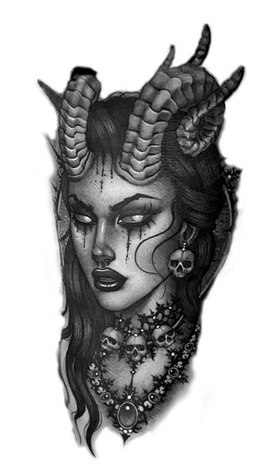 Tattoo Designs Dragon, 46 Tattoo, Vampire Tattoo, Om Tattoo Design, Devil Tattoo, Om Tattoo, Demon Tattoo, Aries Tattoo, Goddess Tattoo