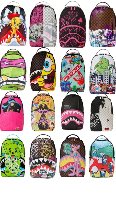 Pretty Backpacks, Cute Backpacks For School, Spray Ground, Y2k Fits, Preppy Bags, Middle School Outfits, School Bag Essentials, High School Survival, Black Men Fashion Swag