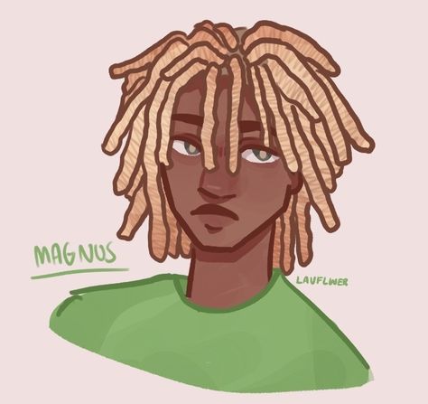 How To Draw Afro Hair Male, Black Magnus Chase Fanart, Dreadlock Sketch, Drawing Dred Locks, Dreads Sketch Male, Dreads Side Profile, Black Magnus Chase, Dreads Drawing References, Cartoon Dreads