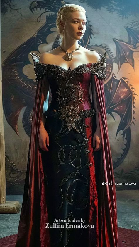 Dragon Scale Dress Fantasy Gowns, House Of Dragon Outfits, Velaryon Dress, Targaryen Gown, Dragon Dress Fantasy Gowns, Rhaenyra Targaryen Dress, Targaryen Outfit, Targaryen Dresses, Got Fashion