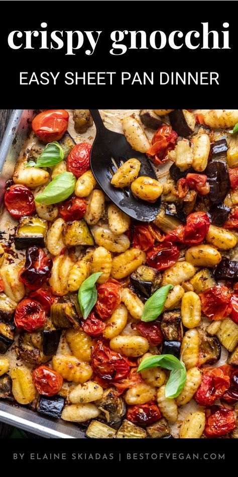 Eggplant Gnocchi Bake, Eggplant And Gnocchi, Eggplant Sheet Pan Recipe, Gnocchi Eggplant, Lacto Ovo Vegetarian Recipes, Vegan Sheet Pan Dinners, One Sheet Pan Meals, Vegetarian Eggplant Recipes, Sheet Pan Gnocchi