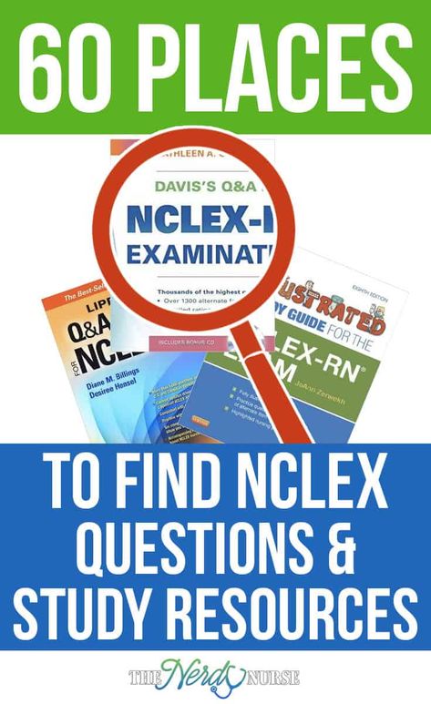 Gearing up for the NCLEX exam can be frustrating at times, but our list of resources for practice NCLEX questions and study aids may make it easier. Nclex Study Plan, Nerdy Nurse, Nclex Questions, Nclex Pn, Nclex Review, Nclex Prep, Nclex Exam, Student Info, Nclex Study