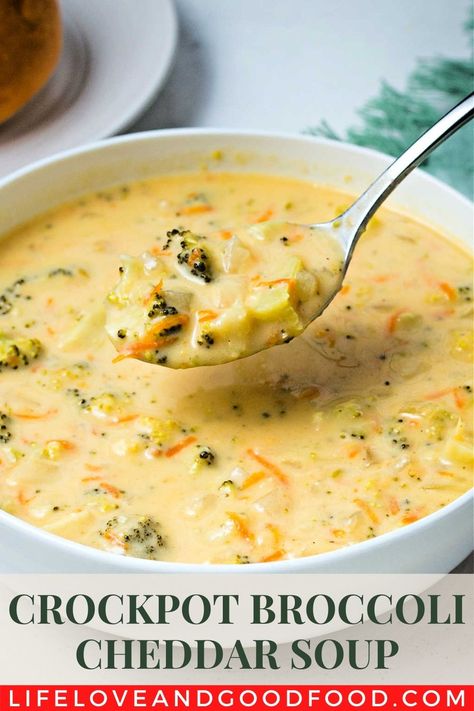 Rich and creamy, perfect for a blustery day! Crockpot broccoli cheddar soup is easy to make and packed with veggies and cheese. Enjoy plenty of flavor from just a few simple ingredients! #NationalSlowCookerMonth Best Crockpot Broccoli Cheese Soup, Crockpot Broccoli Cheese Soup Healthy, Broccoli Cheddar Soup Recipe Crockpot, Crockpot Soup Recipes Broccoli Cheese, Crockpot Soups Broccoli Cheddar, Crockpot Soup Creamy, Slow Cooker Recipes Broccoli Cheese Soup, Slow Cooker Broccoli Cheese Soup Healthy, Keto Slow Cooker Broccoli Cheese Soup