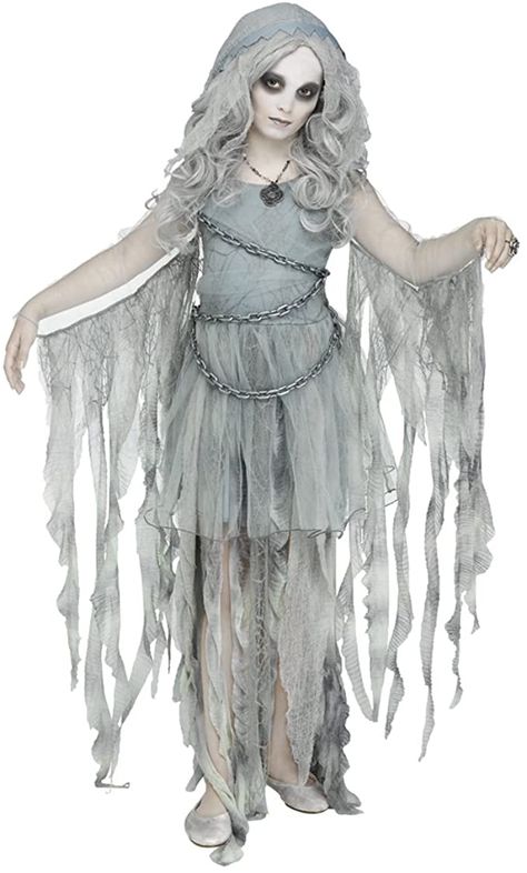 Pink Ghost Costume, Girls Scary Halloween Costumes, Girls Ghost Costume, Girl Ghost Costume, Scary Girl Costumes, Ghost Girl Costume, Ghost Costume Kids, Ghost Fashion, Spirit Costume