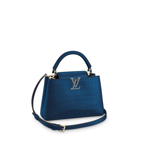 Louis Vuitton Clothes Women, Louis Vuitton Clothes, Louis Vuitton Capucines Bb, Women Louis Vuitton, Louis Vuitton Capucines, Handbags Louis Vuitton, Bag Display, Louis Vuitton Official, Blue Bags