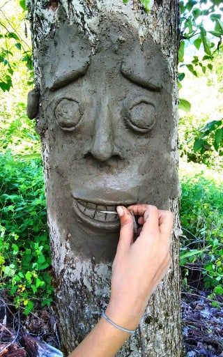 How to Make Faces on Your Trees in 4 Easy Steps : 4 Steps (with Pictures) - Instructables Tree Faces, Diy Tree, Concrete Crafts, Garden Art Crafts, Cement Crafts, Fairy Garden Houses, Garden Art Sculptures, Tree Stump, Outdoor Event