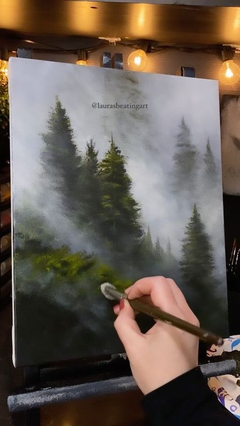 Acrylic Painting Ideas On Canvas Nature Trees Abstract Landscape, Ideas On Canvas, Landscape Paintings Acrylic Step By Step, Painting Trees Acrylic, Acrylic Nature Painting, Acrylic Painting Mountains, Acrylic Ocean Painting, Forest Canvas Painting, Nature Acrylic Painting