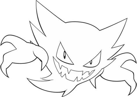 Easy haunter pokemon drawing for free #haunter #pokemon #drawing #art #free #easy #kids Gengar Tattoo Stencil, Gengar Drawing Easy, Haunter Pokemon Art, Gengar Outline, Pokemon Outline Tattoo, Gengar Drawing, Pokemon Lineart, Pokemon Clipart Black And White, Haunter Pokemon