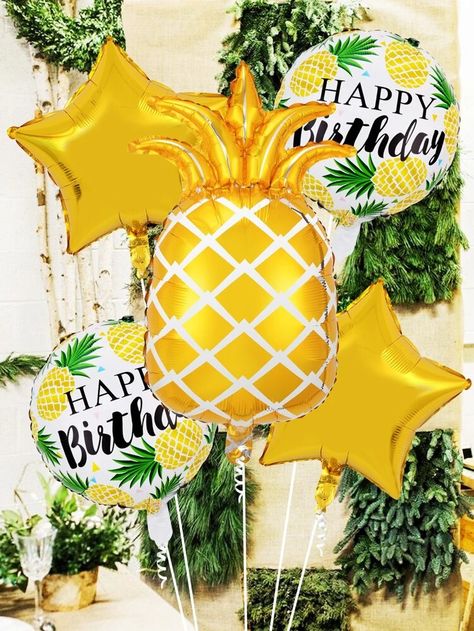 7pcs Pineapple Birthday Balloon Set | SHEIN USA Pineapple Ideas, Pineapple Birthday, Birthday Party Celebration, Printed Balloons, Pineapple Print, Celebration Party, Aluminum Foil, Party Balloons, Birthday Balloons