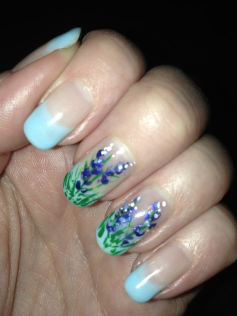 Texas Bluebonnet Nails Bluebonnet Nail Designs, Bluebonnet Nail Art, Blue Bonnet Nails, Bluebonnet Nails, Bluebonnet Wedding, Texas Nails Designs, Hello Kitty Nail Polish, Anniversary Nails, Texas Nails