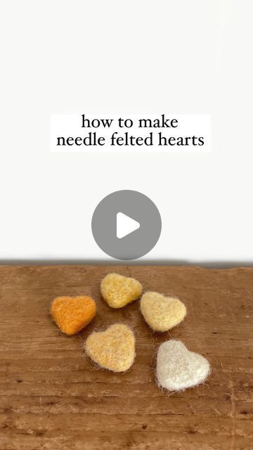 woodlark®  •  ashley on Instagram: "needle felted hearts 💛 These mini needle felted wool hearts are my absolute favorite to make. I use a metal cookie cutter as a form to quickly + easily create the heart shape. You can use any cookie cutter that you already have. Quick instructions are below and full tutorial can be found on the blog! DIY kits have also been restocked in the shop.

Materials: 
wool roving or batting, heart cookie cutter, felting needle, felting mat

Instructions:
- Pull off a few small sections of wool roving and gently pull the fibers apart to separate them. Start with a small amount— you can always add more if necessary.
- Stuff the roving inside of the cookie cutter until it is packed tightly.
- Use your felting needle to stab the wool all over.
- When the wool looks Felt Hearts Diy, Wool Hearts, Felted Hearts, Felting Diy, Diy Photography Props, Felt Shapes, Felt Keychain, Waldorf Crafts, Heart Cookie