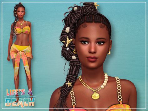 The Sims Resource - Life's a Beach - Attina Worley Mermaid Core Sims 4 Cc, Sims 4 Beachy Clothes, Sims 4 Tropical Clothes, Sims 4 Cc Sulani Clothes, Sims 4 Sulani Cc, Sims 4 Island Living Cc Mermaid, Halloween City, Beachy Girl, Mermaid Braid