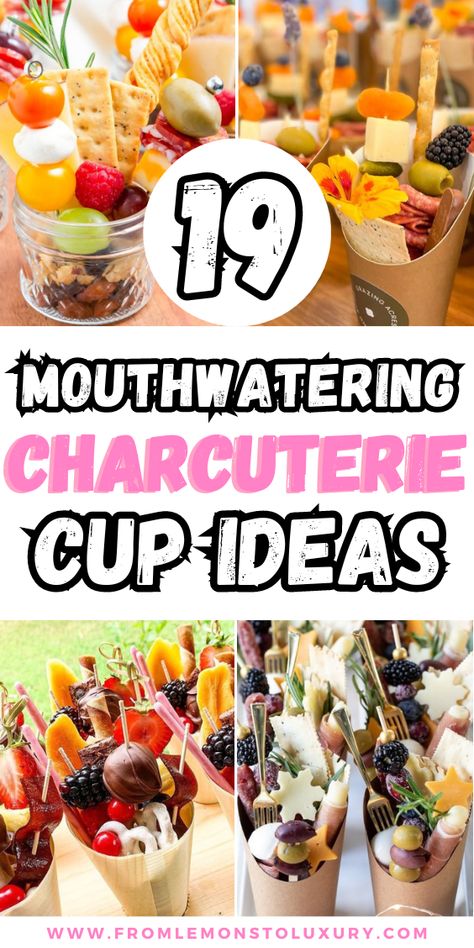 Charcuterie Boards Table, Party Foods In Cups, Appetizer Cups For Wedding, Appetizers In A Cup Party Snacks, Charcuterie Board In Cups, Food In A Cup For Party, Meatless Charcuterie Cups, Party Appetizers In A Cup, Individual Cups Parties Food