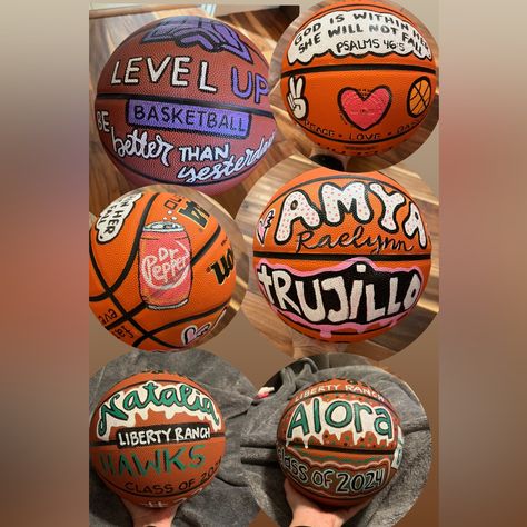 Personalized Basketball Customizable Perfect For A Gift, Fundraiser, Senior Etc Can Be Done Also On Footballs, Volleyballs Etc Can Add Birthday, Quotes, Scriptures, Fave Things. Add To Bundle And We Can Discuss Details. Name On Ball Team Name Jersey Number What Is The Mascot? Colors To Use Bible Verse? Accomplishment (Ie 1000 Points) Masculine Or Feminine? Anything Else? Coach Basketball Gifts, 8th Grade Basketball Night Gifts, Senior Sports Gifts, Basketball Basket Gift Ideas, Senior Basketball Gifts, Gifts For Basketball Players, Basketball Crafts, Basketball Senior Night, Basketball Team Gifts