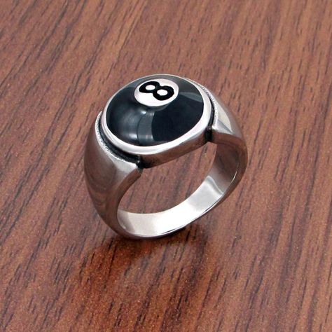 Awesome! Amazing! Our latest arrival. Silver 8 Ball Ring, Lucky 8 Ball Pool Ball Ring, Snooker Pool Silver Ring, Eight Ball Ring, Pool Ball Ring, Chunky Ring, Unisex Ring, Gifts at $20.49. #StreetwearRing #8BallJewelry #PunkRing #8Ball #Y2kRing #BohoRing #y2k #GrungeRing #8BallRing #ThickBandRing Lucky 8 Ball, Grunge Ring, Silver Pinky Ring, Matching Promise Rings, 8 Ball Pool, Gear Ring, Eight Ball, Billiard Ball, Y2k Rings