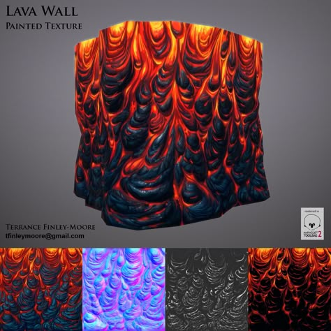 ArtStation - Hand Painted Lava Wall Texure, Terrance Finley-Moore Lava Painting, Lava Wall, Wall Paint Texture, Lava Texture, Lava Art, Game Textures, Hand Painted Textures, Digital Texture, Texture Mapping