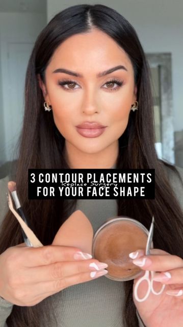 Contour Brush Guide, Best Way To Contour Face, Contour Slimmer Face, Contour For Long Face Shape, Contour Vs Bronzer Placement, Long Face Contour, Cream Makeup Tutorial, Diy Contour, Makeup Tutorial Contour