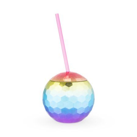 Disco Ball Drink, Rainbow Disco Ball, Disco Ball Cup, Party Tablescapes, Drinks Tumbler, Derby Party, Bachelorette Party Favors, Pink Plastic, Disco Party