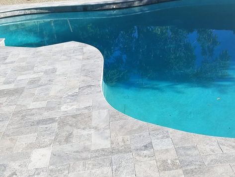 Grey Travertine Pool Deck, Gray Travertine Pool Deck, Silver Travertine Pool Deck, Gray Pavers, Travertine Pool Deck, Deck Pavers, Travertine Pool Decking, Pool Interior, Pool Plans