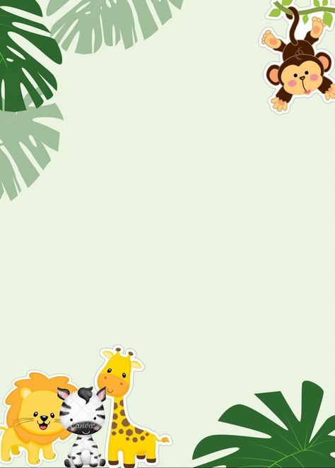 Wild Animals Background, Wild One Background, Animal Border Design, Safari Background, Baby Album Design, Baby Birthday Invitation Card, Safari Invitations, Jungle Thema, Simple Wedding Cards