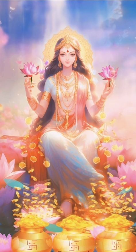 Diwali Goddess, Diwali Creative, Saraswati Picture, Lord Durga, Saraswati Goddess, Pictures Of Shiva, Flower Graphic Design, Indian Goddess, Religious Painting