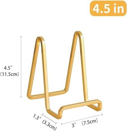 Amazon.com: Plate Holder Easel Display Stand - 6 inch Metal Plate Stands for Display - Tabletop Picture Stand - Gold Iron Easels for Display Pictures | Photo Frames | Book | Decorative Plates | Plaque - 3 Pack : Home & Kitchen Display Pictures, Picture Stand, Easels, Plate Holder, Plate Stands, Metal Plate, Room Designs, Picture Display, Display Stand