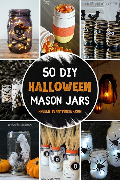 Jar Halloween Crafts, Halloween Mason Jars Diy, Halloween Crafts For Adults, Mason Jar Halloween, Halloween Party Centerpieces, Mason Jar Halloween Crafts, Halloween Centerpieces, Crafts With Glass Jars, Halloween Jars