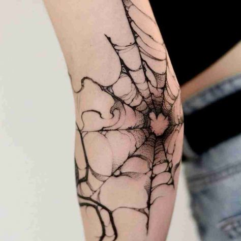 Spider Web Tattoo, Web Tattoo, Elbow Tattoos, Creepy Tattoos, Spider Tattoo, Gothic Tattoo, Knee Tattoo, Tattoo Cover-up, Dope Tattoos