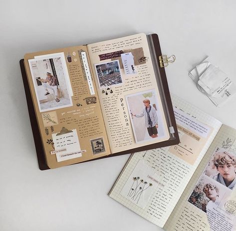 Anniversary Book Ideas Scrapbook, Taehyung Journal, Kawaii Study, Book Bujo, Bujo Journaling, Anniversary Book, Creative Diary, Anniversary Scrapbook, Reflection Journal