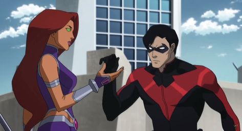 Night Wing And Starfire, Raven Superhero, Starfire Titans, Starfire Costume, Night Wing, Robin Starfire, Robin Costume, Star Fire, Nightwing And Starfire