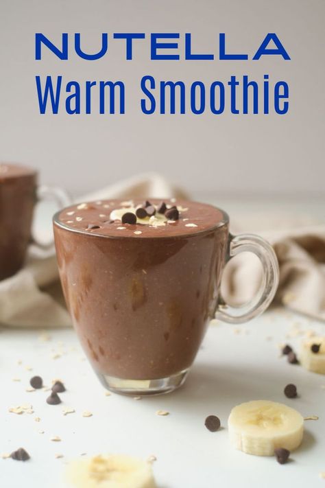 This warm Nutella smoothie recipe is sure to become a family favorite. Chocolate hazelnut spread is always amazing and the banana and oats add extra nutrition. Nutella Smoothie, Milk Smoothie, Chocolate Hazelnut Spread, Milk Shakes, Hazelnut Spread, Unsweetened Chocolate, Smoothie Shakes, Chocolate Hazelnut, Smoothie Recipe