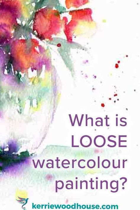 Loose Watercolor Beginner, Painting Loose Watercolors, Ink Colour Paintings, Watercolor Painting Ideas Landscape, Loose Watercolors How To Paint, How To Paint Loose Watercolor, Painting With Inks Watercolour, Watercolours Art, Watercolour Loose Flowers