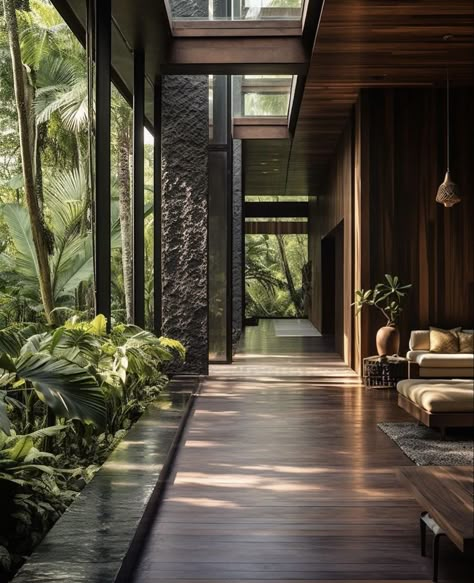 ⭐️ Earthy House Exterior, Japandi Exterior Design, Modern Nature House, Japandi Architecture, Mcm Architecture, Modern Home Interior, Earthy Home, Bali House, Mcm House