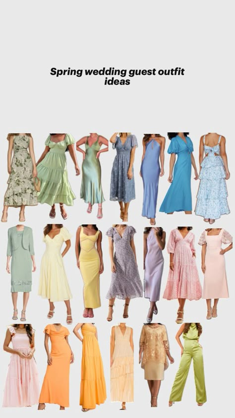 Spring wedding guest outfit ideas Pastel Wedding Guest Dress Code, Wedding Guest Mood Board, Wedding Guest Color Dress Code, Garden Wedding Outfit Guest, Garden Wedding Guest Outfit, Wedding Dresscode, Spring Wedding Guest Outfit, Spring Wedding Guest Attire, Formal Wedding Guest Attire