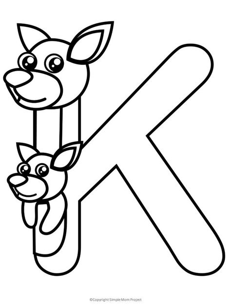 Free Printable Letter K Coloring Page - Simple Mom Project Animal Letter Coloring Pages, Letter K Crafts For Preschoolers Printables, Letter Coloring Pages Preschool, K Is For Craft, K Crafts For Preschool, K Is For, S Alphabet Design, Letter K Crafts For Preschoolers, Letter K Activities For Preschool