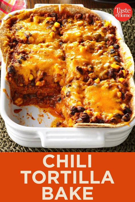 Chili Tortilla Bake, Mexican Chili Lasagna, Chili Bake Casserole, Ideas For Leftover Chili, What To Do With Leftover Chili, Tortilla Bake Casserole, Leftover Chili Ideas, Chili Lasagna, Leftover Chili Recipes