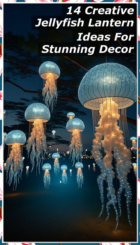 Looking to add a touch of whimsy to your decor? Check out these 14 creative jellyfish lantern ideas that will light up any space with their unique charm. From elegant paper designs to colorful DIY creations, these jellyfish lanterns are sure to make a splash in your home. Perfect for parties, events, or simply adding a fun twist to your everyday decor. Dive into these stunning ideas and let your imagination float with these mesmerizing jellyfish lanterns. Jellyfish Lights Diy Hanging Lamps, Jellyfish Centerpiece, Diy Jellyfish Lantern, Diy Floating Lanterns, Jellyfish Installation, Octopus Lantern, Diy Jellyfish Decoration, Houseboat Decor, Jellyfish Lights