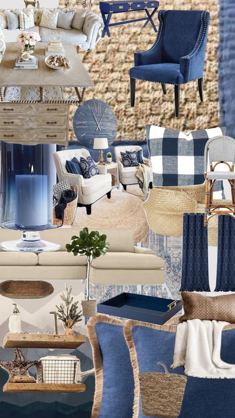 #navy #blue #tan #beige Blue White Tan Aesthetic, Navy Tan And White Living Room, Navy Grey And Beige Living Room, Navy Brown Cream Color Palette, Navy And Tan Living Room, Navy And Cream Living Room, Blue And Beige Living Room, Grey And Brown Living Room, Farmhouse Lifestyle