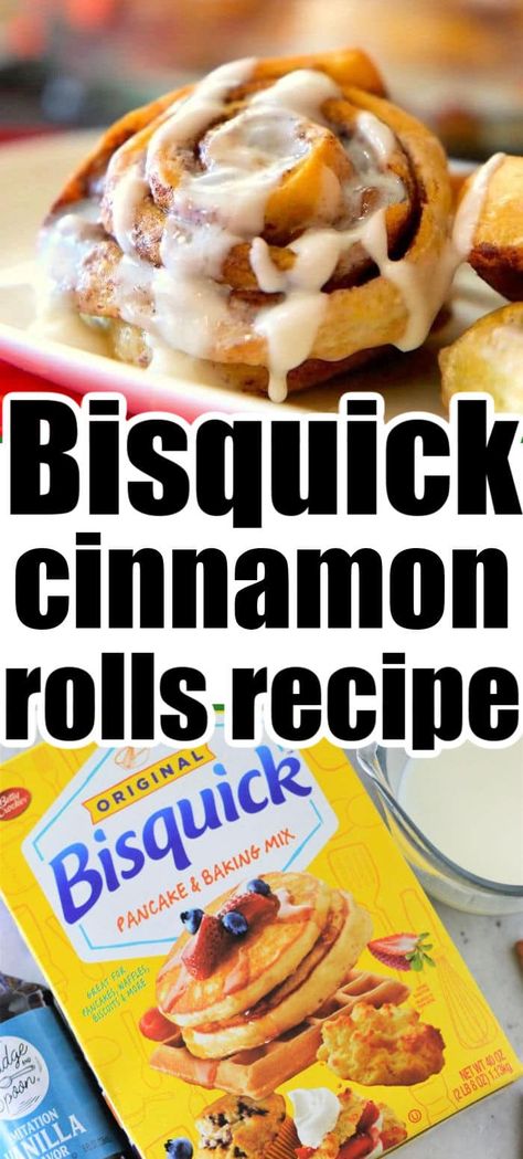 Bisquick cinnamon rolls are so easy. No yeast cinnamon rolls with no rising required either. Just mix dough, fill, slice, bake and frost. Bisquick Cinnamon Rolls, No Yeast Cinnamon Rolls, Biscuit Cinnamon Rolls, Homemade Cinnamon Rolls Easy, Quick Cinnamon Rolls, Cinnamon Biscuits, Cinnamon Roll Muffins, Cinnamon Roll Recipe Homemade, Gluten Free Cinnamon Rolls