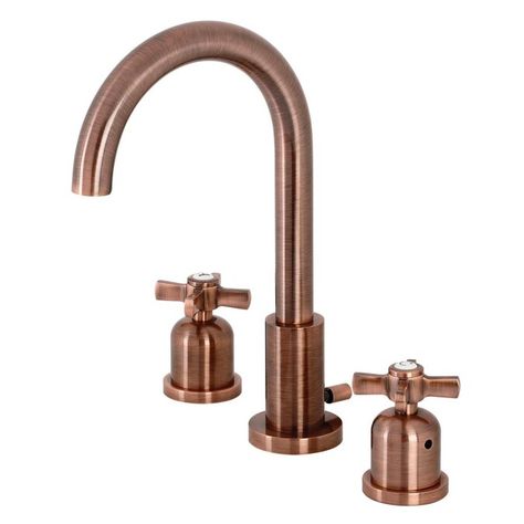 Kingston Brass Millennium Antique Copper 2-Handle 8-in Widespread Bathroom Sink Faucet with Drain in the Bathroom Sink Faucets department at Lowes.com Water Performance, Brass Bathroom Faucets, Contemporary Bathroom Sinks, Copper Bathroom, Plumbing Bathroom, Brass Bathroom, Widespread Bathroom Faucet, Bad Design, Lavatory Faucet