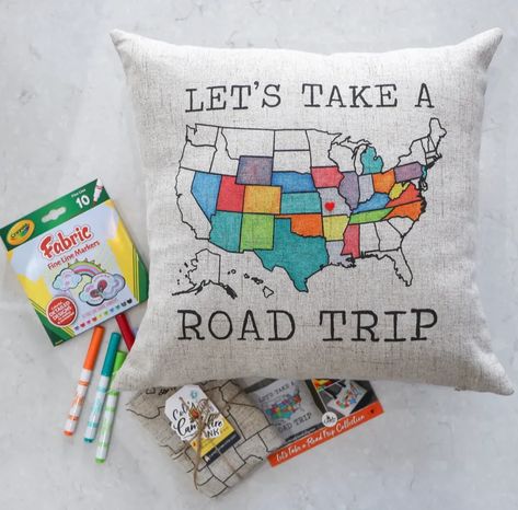 Road Trip Pillow Sham Adventure Campers, Rv Decor, Camper Decor, Ultimate Gift Guide, Diy Camping, Fabric Markers, Unique Pillows, Camping Gifts, Simple Gifts