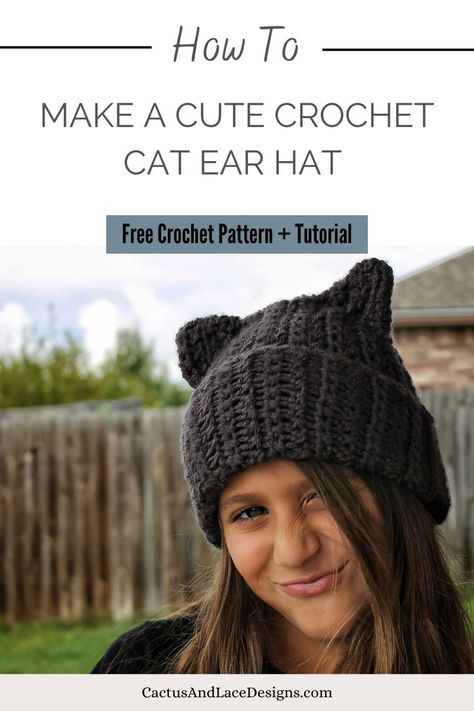 Crochet Cat Beanie Free Pattern, Cat Ear Hat Crochet Pattern, Cat Ear Hat Pattern, Crochet Cat Ear Hat, Crochet Boot Cuff Pattern, Cat Hat Pattern, Cat Ear Hat, Crochet Beanie Pattern Free, Cat Ear Beanie