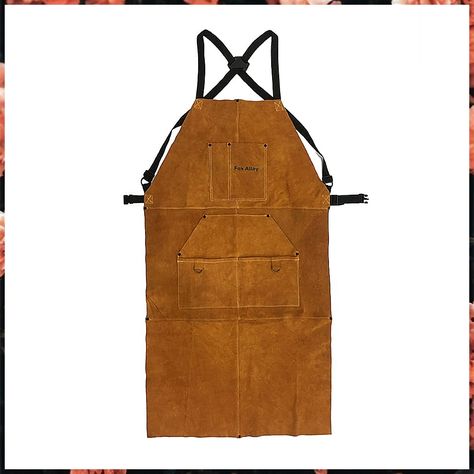 Fox Alloy 43.7" Long Real Leather Adjustable Heavy Duty Work Apron with 6 Tool Pockets Heat Flame Resistant Welding Apron for Blacksmith / Woodwork / BBQ / Fireplace / Welders Men Women Safety Apparel Welding Apron, Welding Hoods, Bbq Wood, Women Safety, Woodworking Apron, Branded Aprons, Work Apron, Shop Apron, Work Accessories