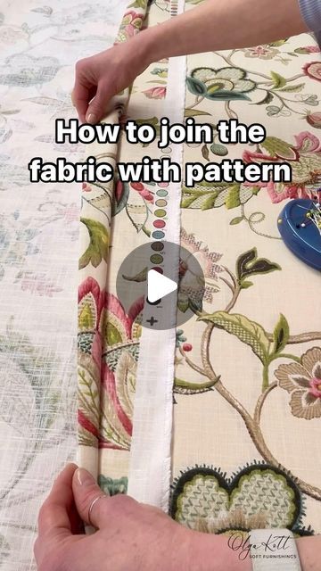 Olga Kott on Instagram: "One of your questions was how to join the fabric with pattern repeat. Hope it will help ☺️ #reel #curtains #tutorial #sewing #sewingproject #curtain #teaching #fabric #reels #réel #reelsinstagram #reelvideo #curtainmaker #nicefabric #familybusiness" Embroidery On Curtains, Curtain Patterns Sewing, How To Sew Curtains, Upholstery Fabric Projects, Fabric With Pattern, Curtain Sewing, Backing A Quilt, Knitting Quilt, Curtain Tutorial