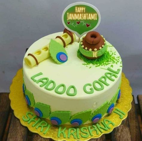 Janmastmi Cake Design, Janmashtami Cake Design, Janmashtami Cake Ideas, Janmashtami Food, Square Cake Design, Krishna Birthday, Boys First Birthday Cake, Whipped Cream Cakes, Chocolate Cake Designs